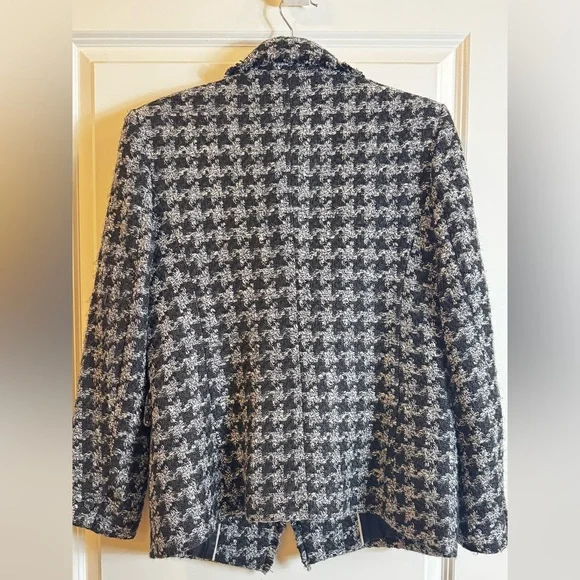 Mango Double-Breasted Houndstooth Blazer Tweed Blazer - Picture 3 of 8